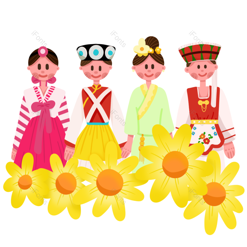 少数民族图片,卡通画元素,PNG,免抠素材